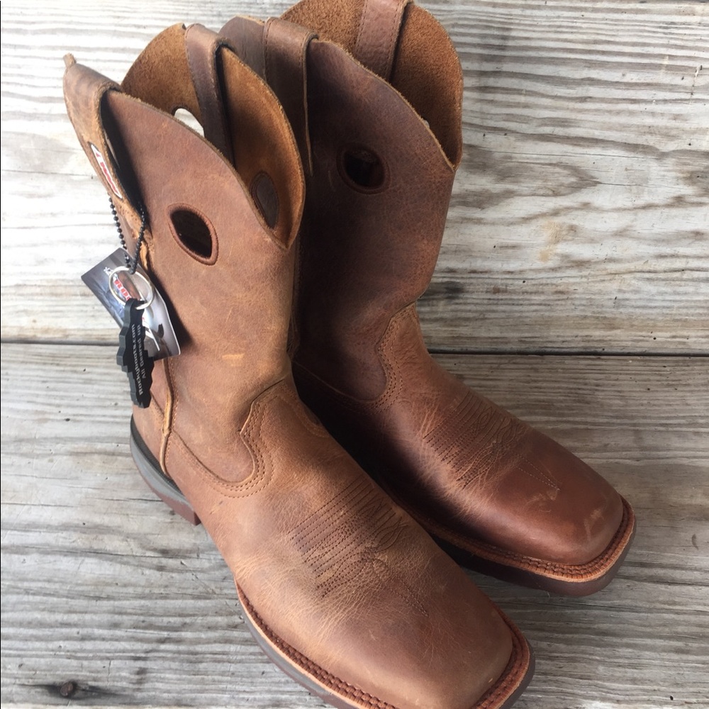 Rocky LT square toed boots brown leather 9.5M